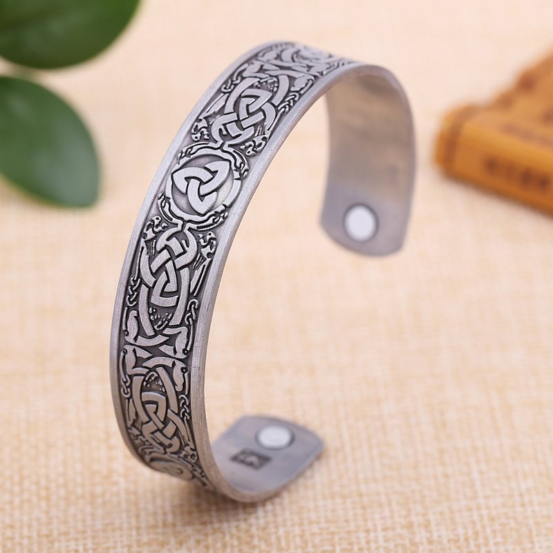 Lemegeton Norse Celtic Knot Bracelet Trinity Knot Bracelet Mens Viking Cuff Bangle for Women - Image 4